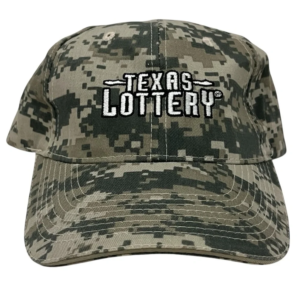 Texas Lottery Adjustable Camouflage Cap in support of Texas Education & Veterans